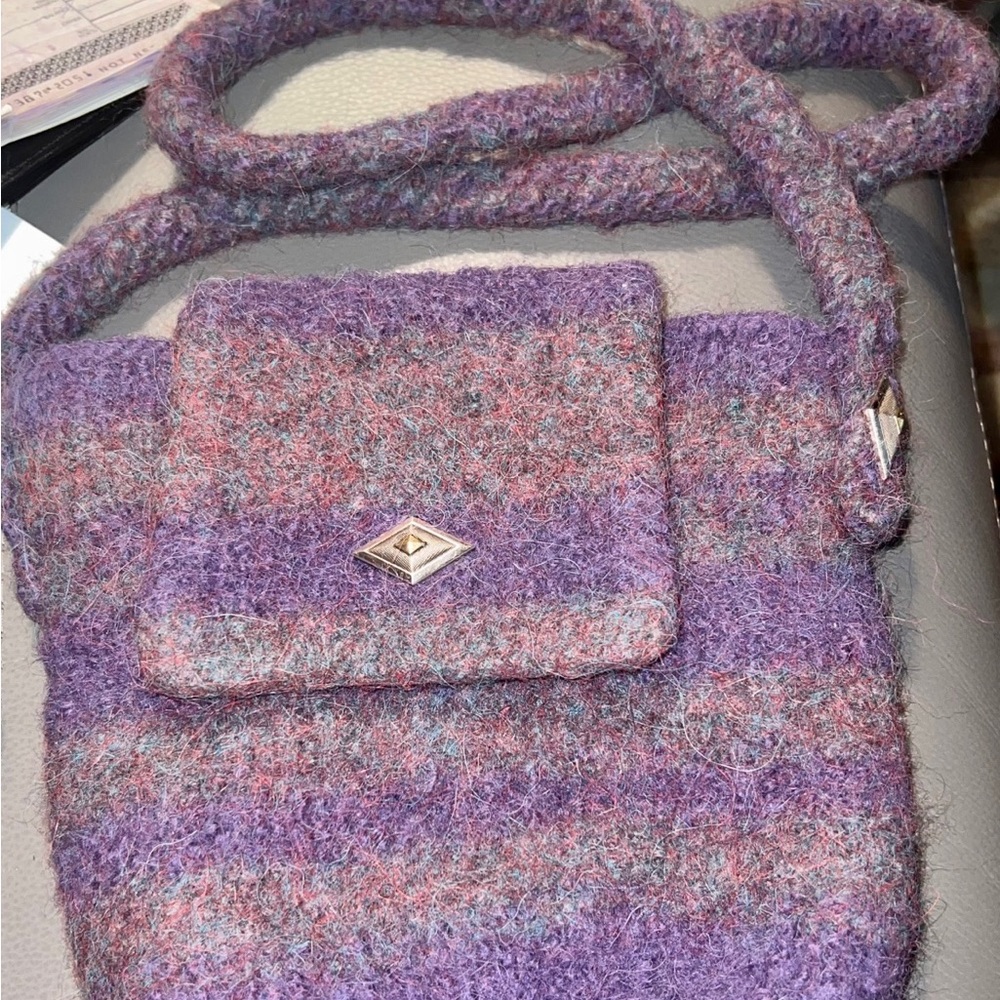 Mauve Felted Wool Crossbody purse/Bag Nice
